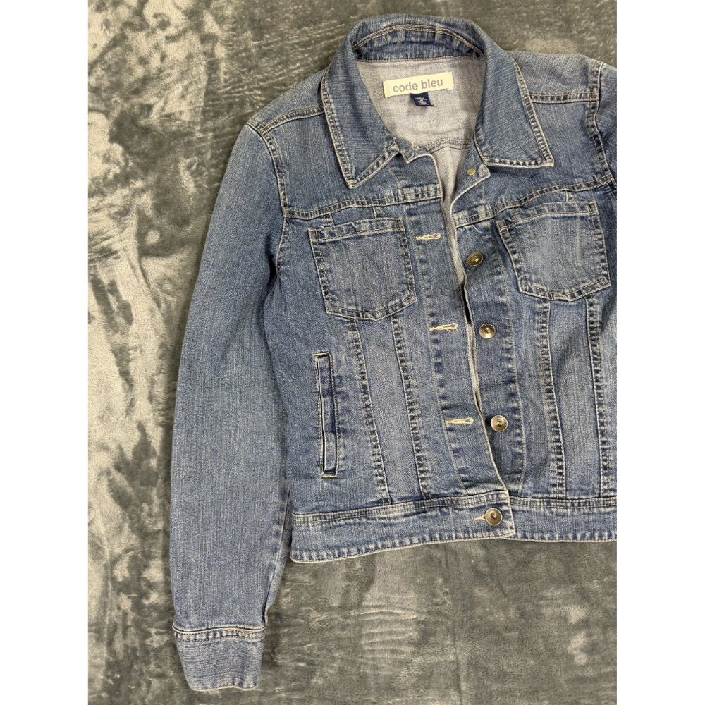 Code Bleu Womens Medium Denim Jacket Button-Up Fr… - image 5